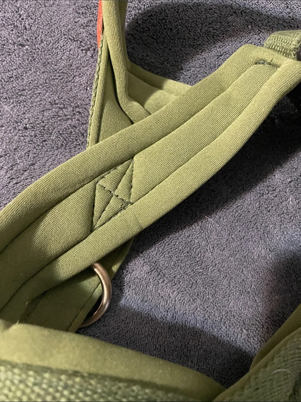 Olive Green & Orange Dog Harness and Leash Set